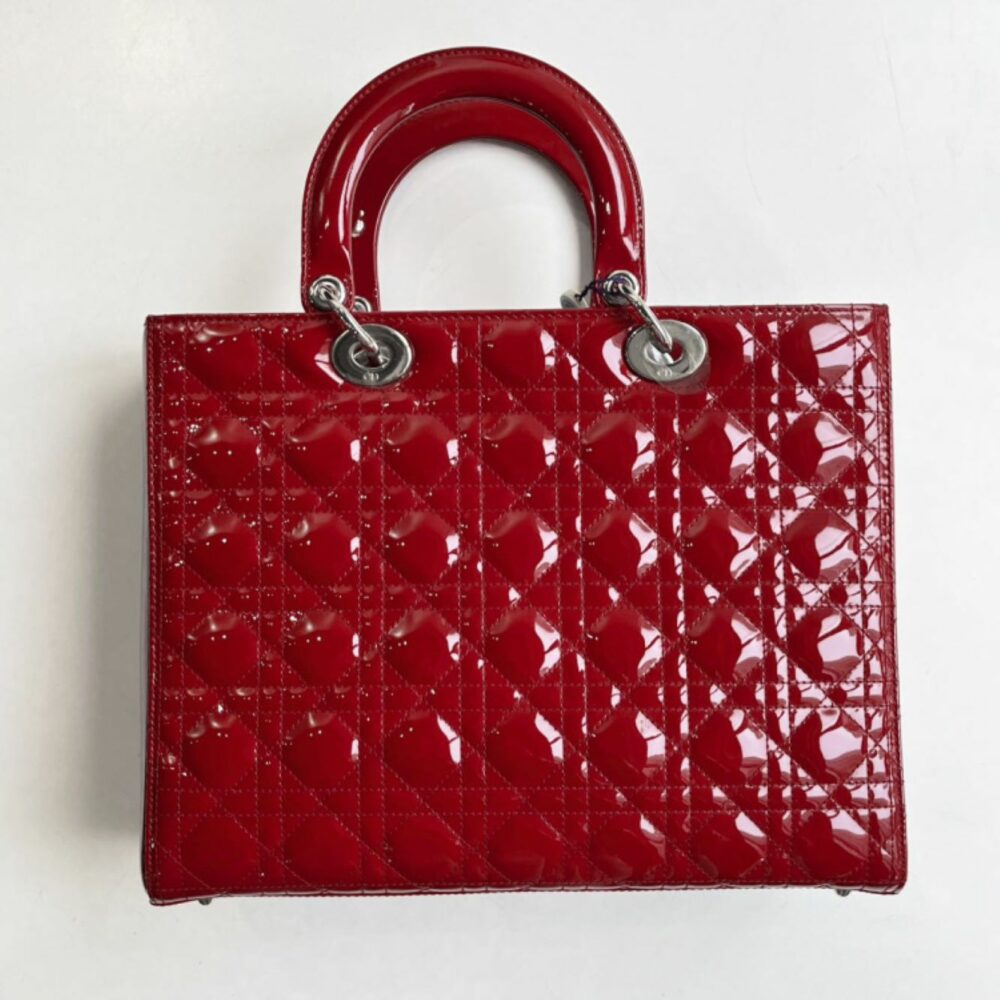Lady Dior Large Cherry Red Patent Cannage Calfskin - Image 2