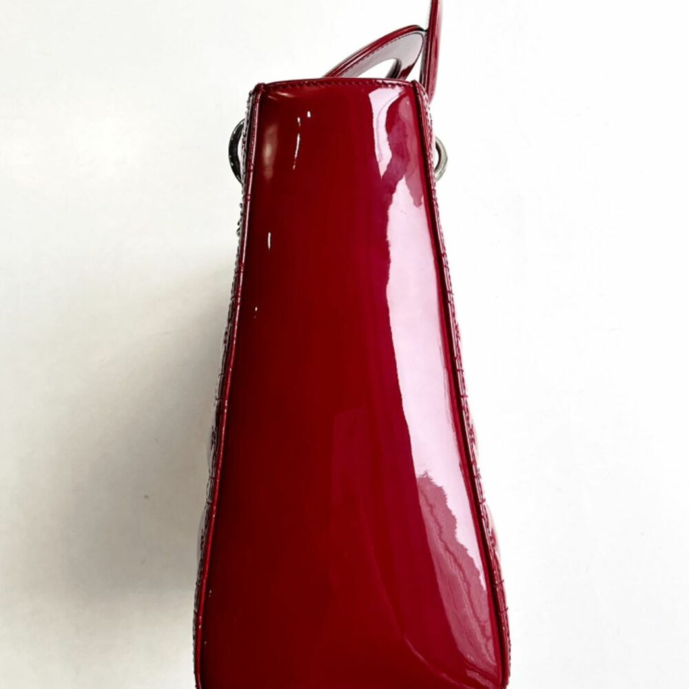 Lady Dior Large Cherry Red Patent Cannage Calfskin - Image 6