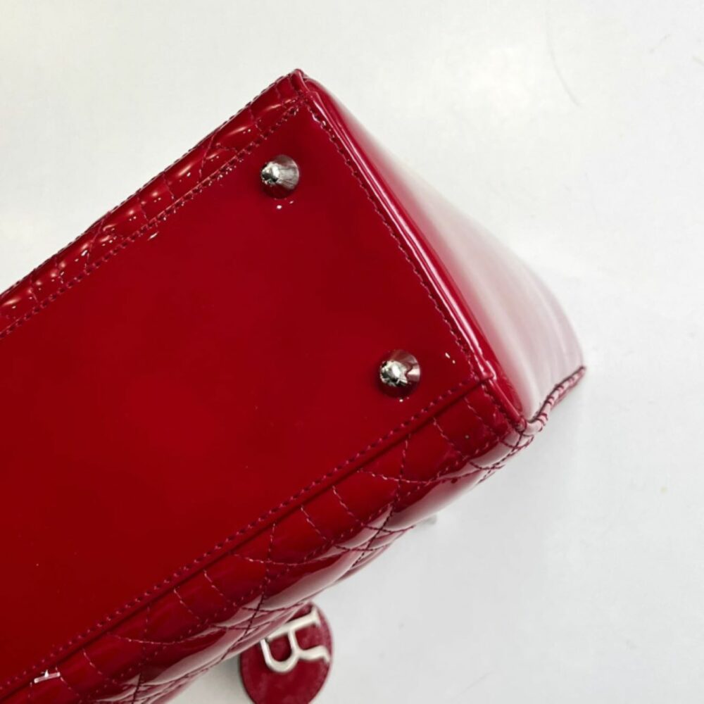 Lady Dior Large Cherry Red Patent Cannage Calfskin - Image 5