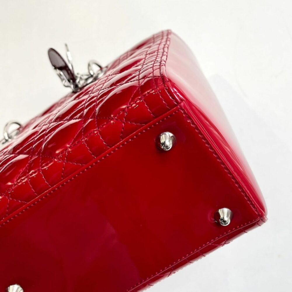 Lady Dior Large Cherry Red Patent Cannage Calfskin - Image 4