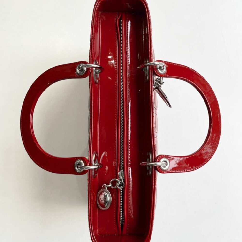 Lady Dior Large Cherry Red Patent Cannage Calfskin - Image 3