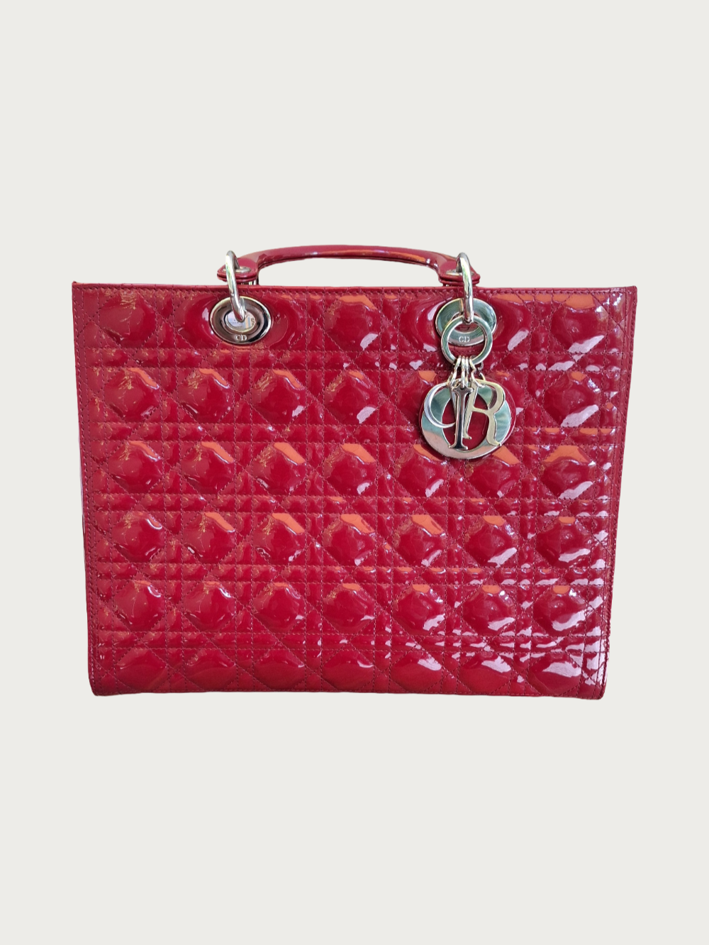 Lady Dior Large Cherry Red Patent Cannage Calfskin