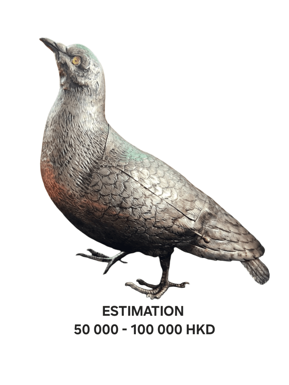 LARGE VINTAGE STERLING SILVER PIGEON BIRD BOX