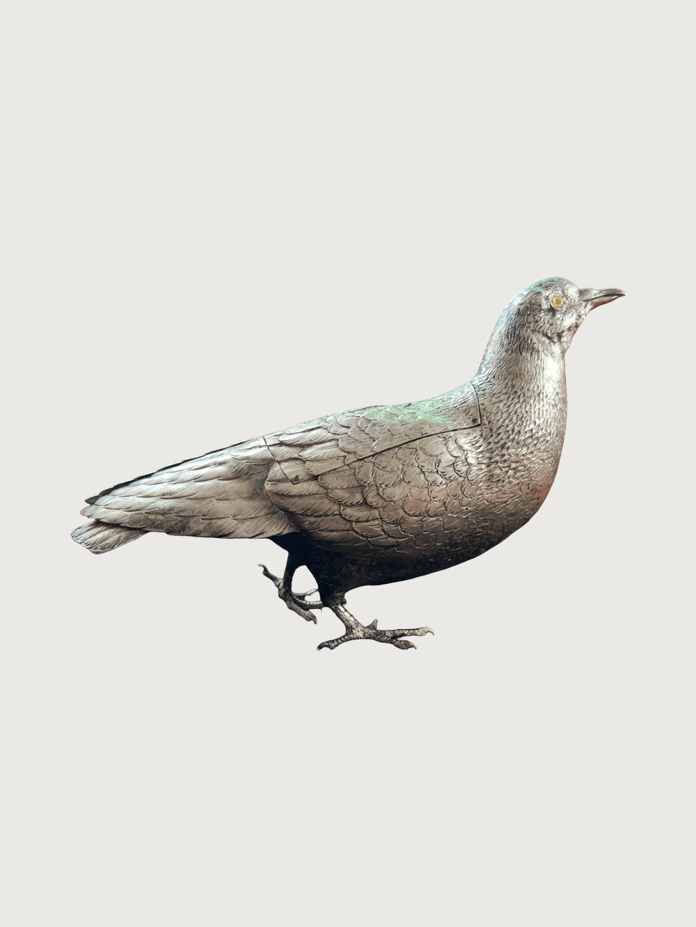 LARGE VINTAGE STERLING SILVER PIGEON BIRD BOX - Image 2