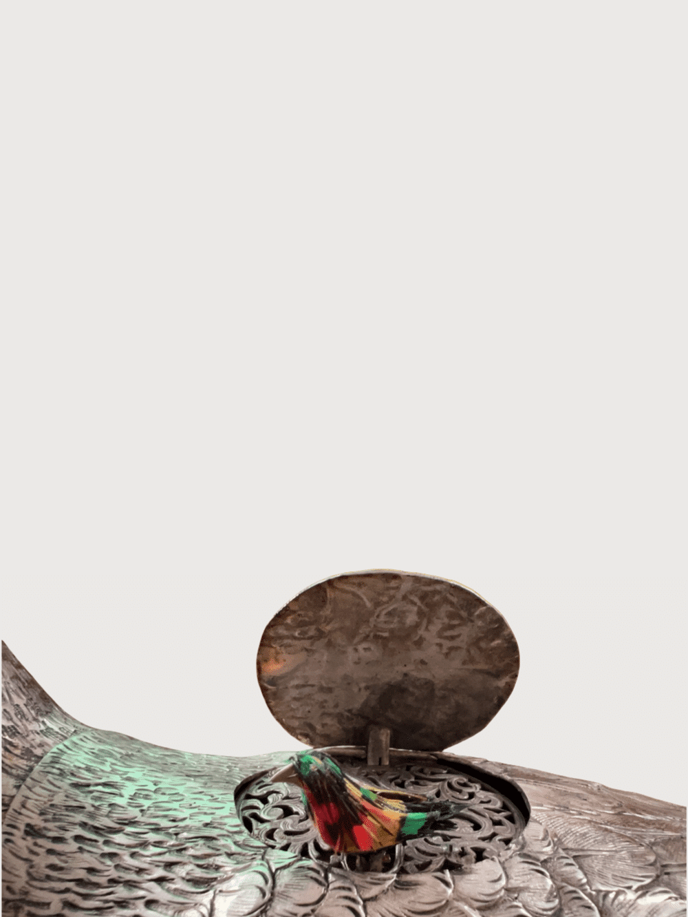 LARGE VINTAGE STERLING SILVER PIGEON BIRD BOX - Image 6