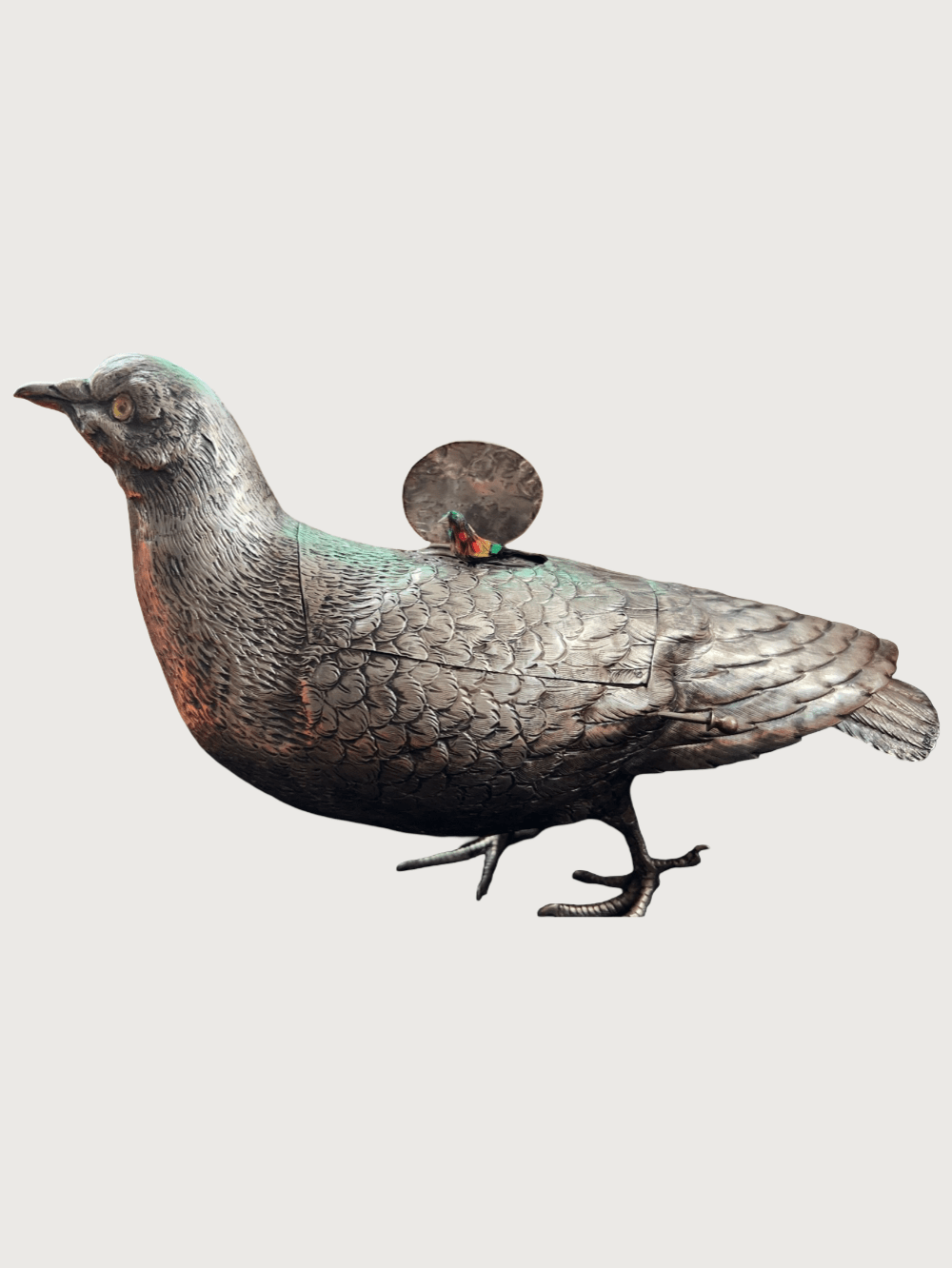 LARGE VINTAGE STERLING SILVER PIGEON BIRD BOX - Image 5